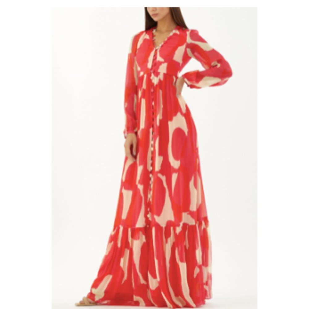 KoAi Hot Pink and Red Maxi Dress